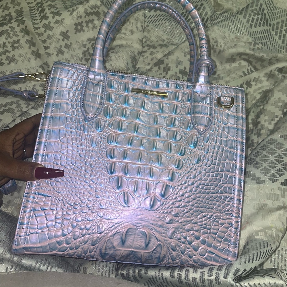 Brahmin Small Caroline Frosted Lilac Shoulder Handbag